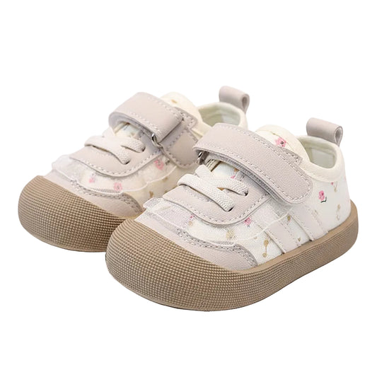 Girl's Secret Garden Soft-Soles First Step Sneakers - Biege