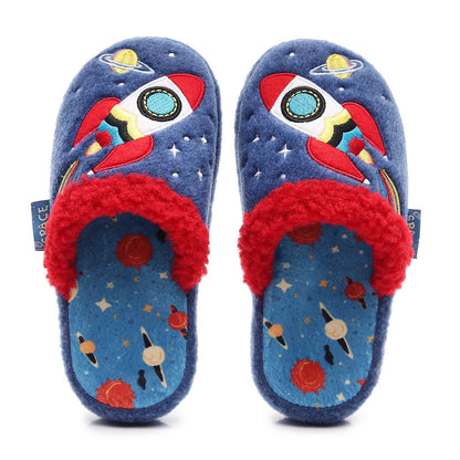 Kids Space Rocket Cozy Home Slippers