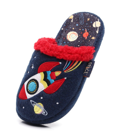 Kids Space Rocket Cozy Home Slippers