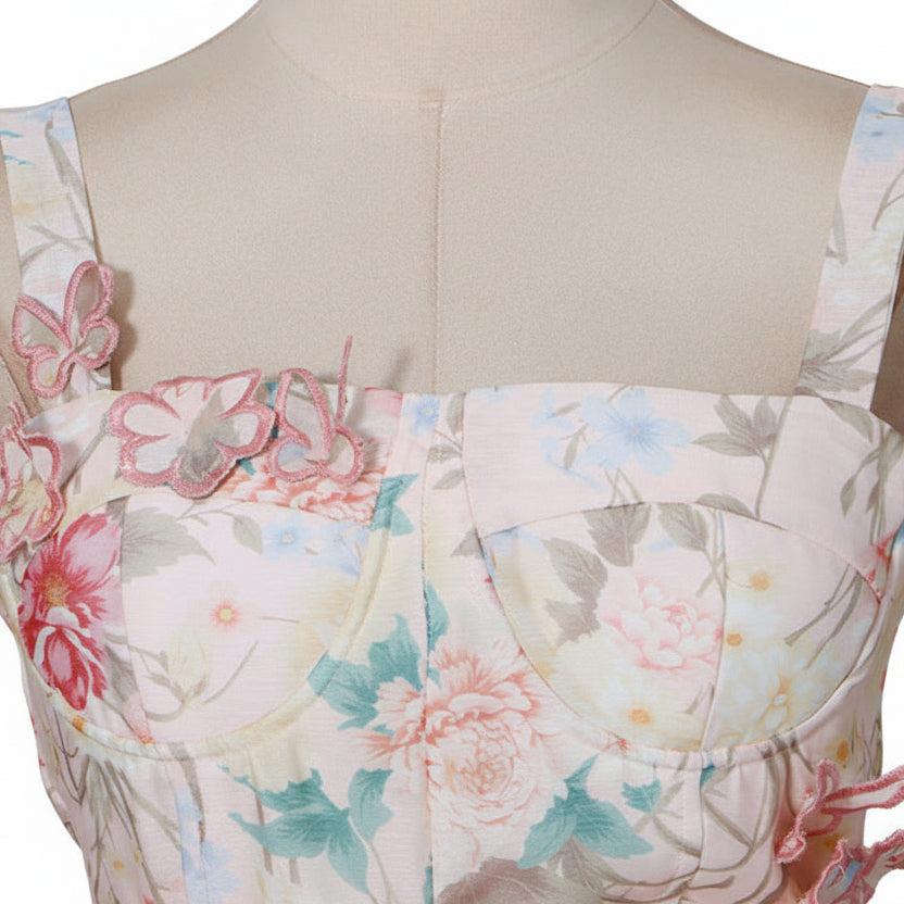 Fleura Embroidered Sweetheart Midi Dress