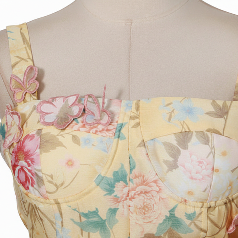 Fleura Embroidered Sweetheart Midi Dress