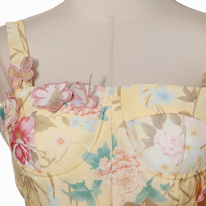 Fleura Embroidered Sweetheart Midi Dress