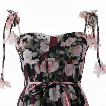 Fleura Embroidered Sweetheart Midi Dress
