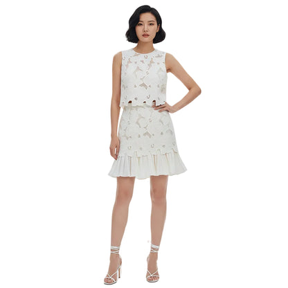 Garden Lattice Sleeveless Mini Dress.