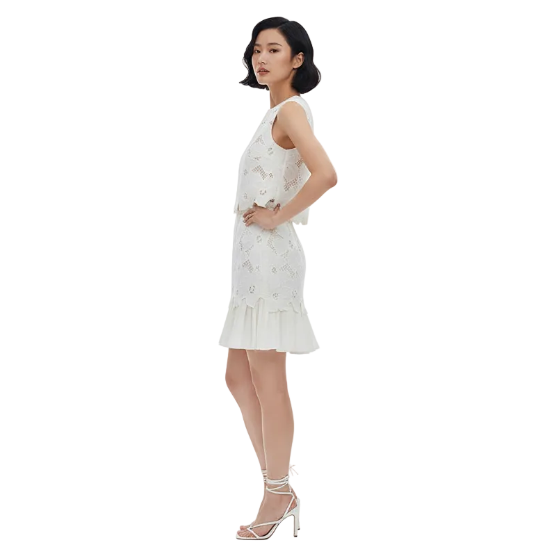 Garden Lattice Sleeveless Mini Dress.
