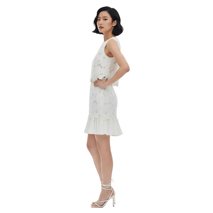 Garden Lattice Sleeveless Mini Dress.