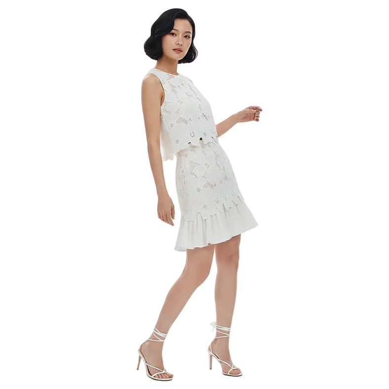 Garden Lattice Sleeveless Mini Dress.