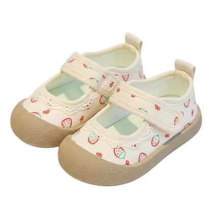 Gilr's Floral Canvas Mary Jane Shoes