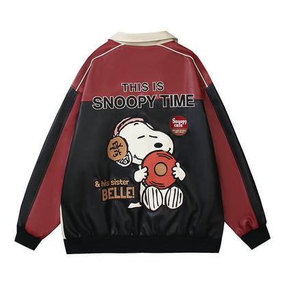 Snoopy "Sweetheart" PU Leather Racing Jacket