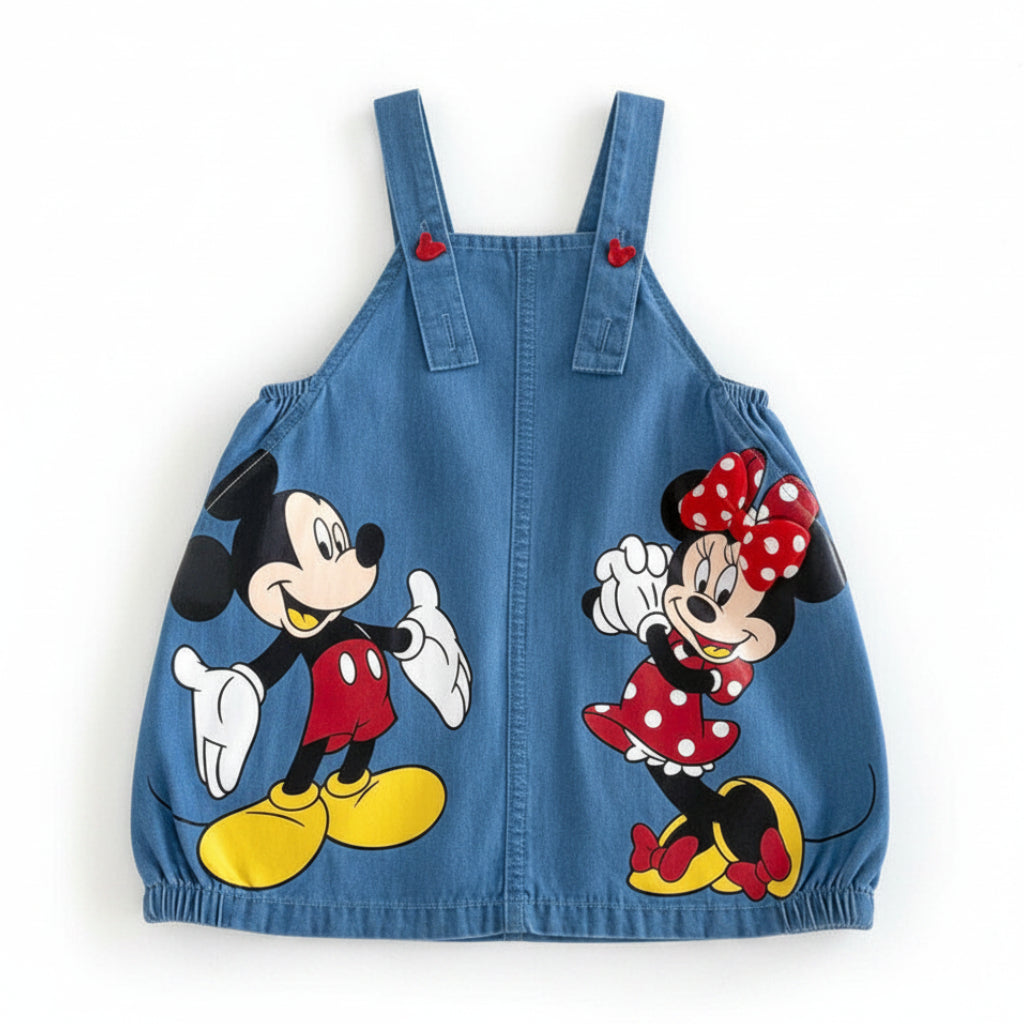 Mickey & Minnie Girl's Denim Skirt Overall Outfit Set