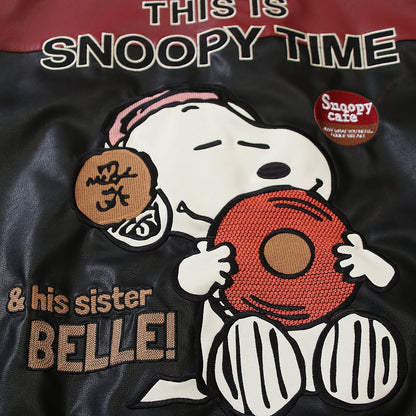 Snoopy "Sweetheart" PU Leather Racing Jacket