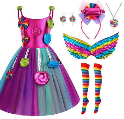 Girls Candyland Lollipop Princess Dress Set