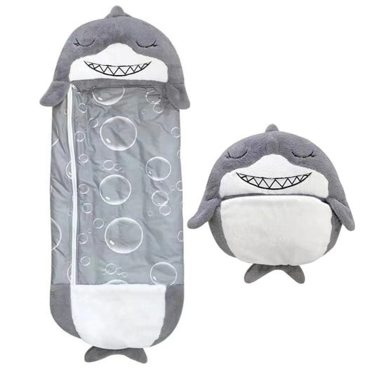 Zip & Zzz's Children's Cartoon Sleeping Bag - Gray Shark