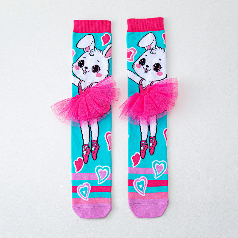 Kids Cute Cartoom Knee-High Crazy Socks