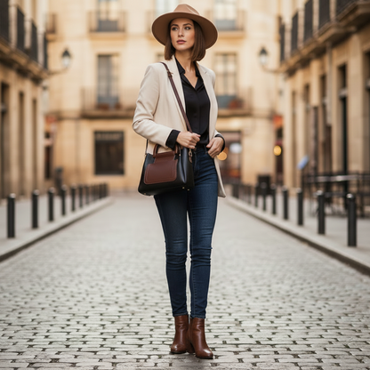 The Two-Tone Top Handle Crossbody Bag