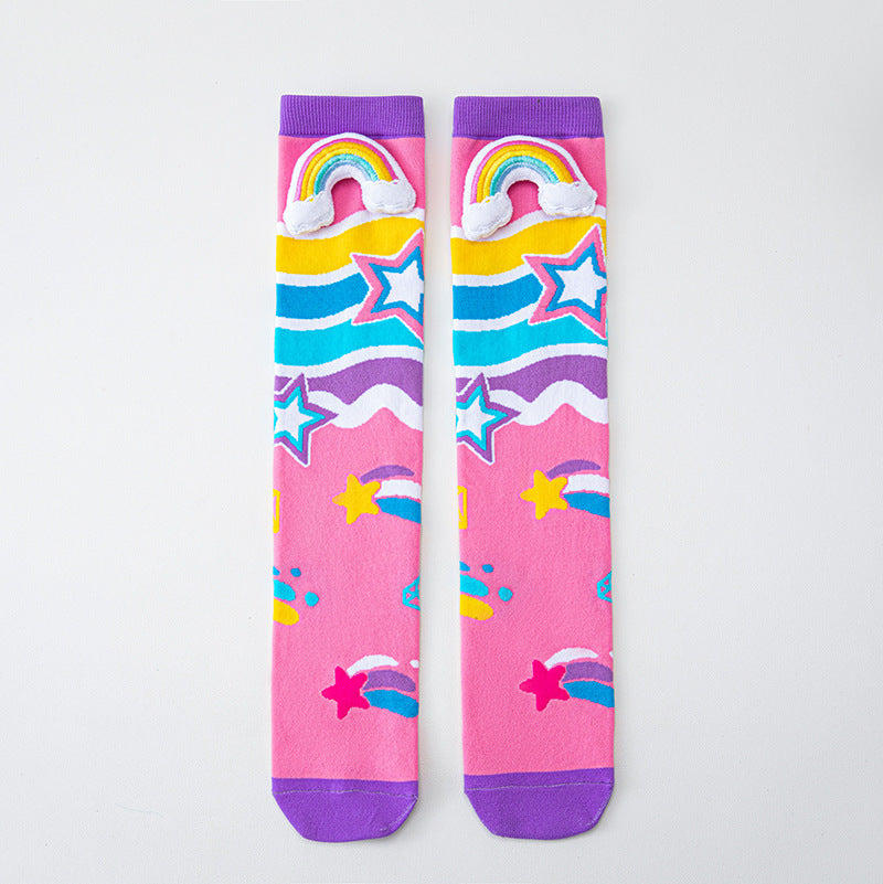 Girls' Cute 3D Cartoon Knee-High Crazy Socks