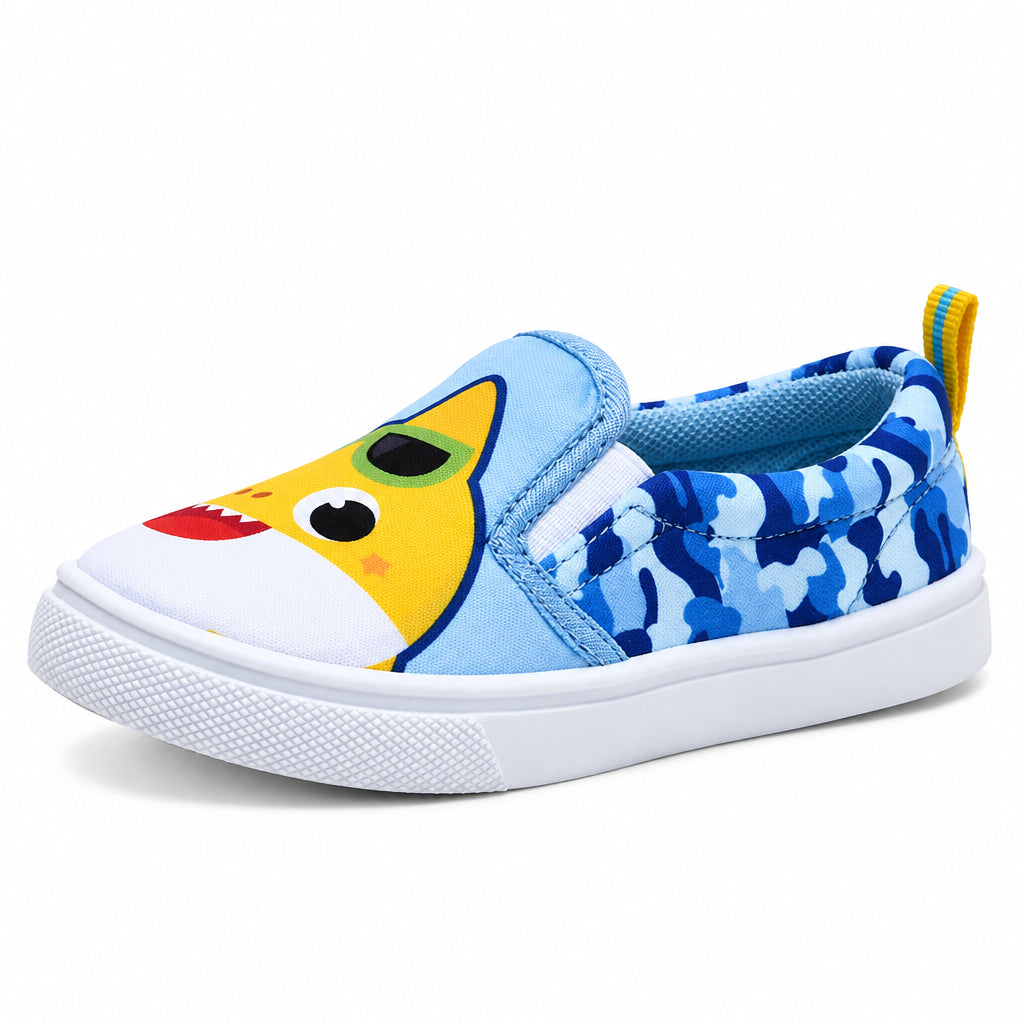 Kids' Baby Shark Slip-On Canvas Blue Camo Sneakers