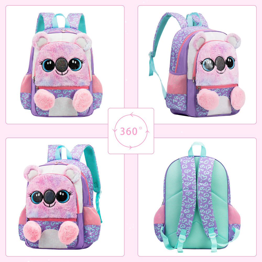Girl's 3D Plush Koala Bear School Backpack