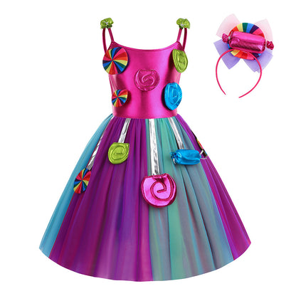 Girls Candyland Lollipop Princess Dress Set