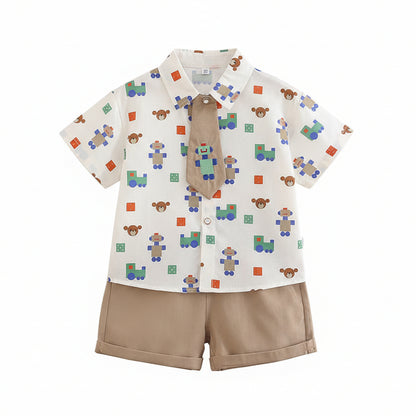 Boy's The Little Conductor Summer 3-Piece Outfit Set