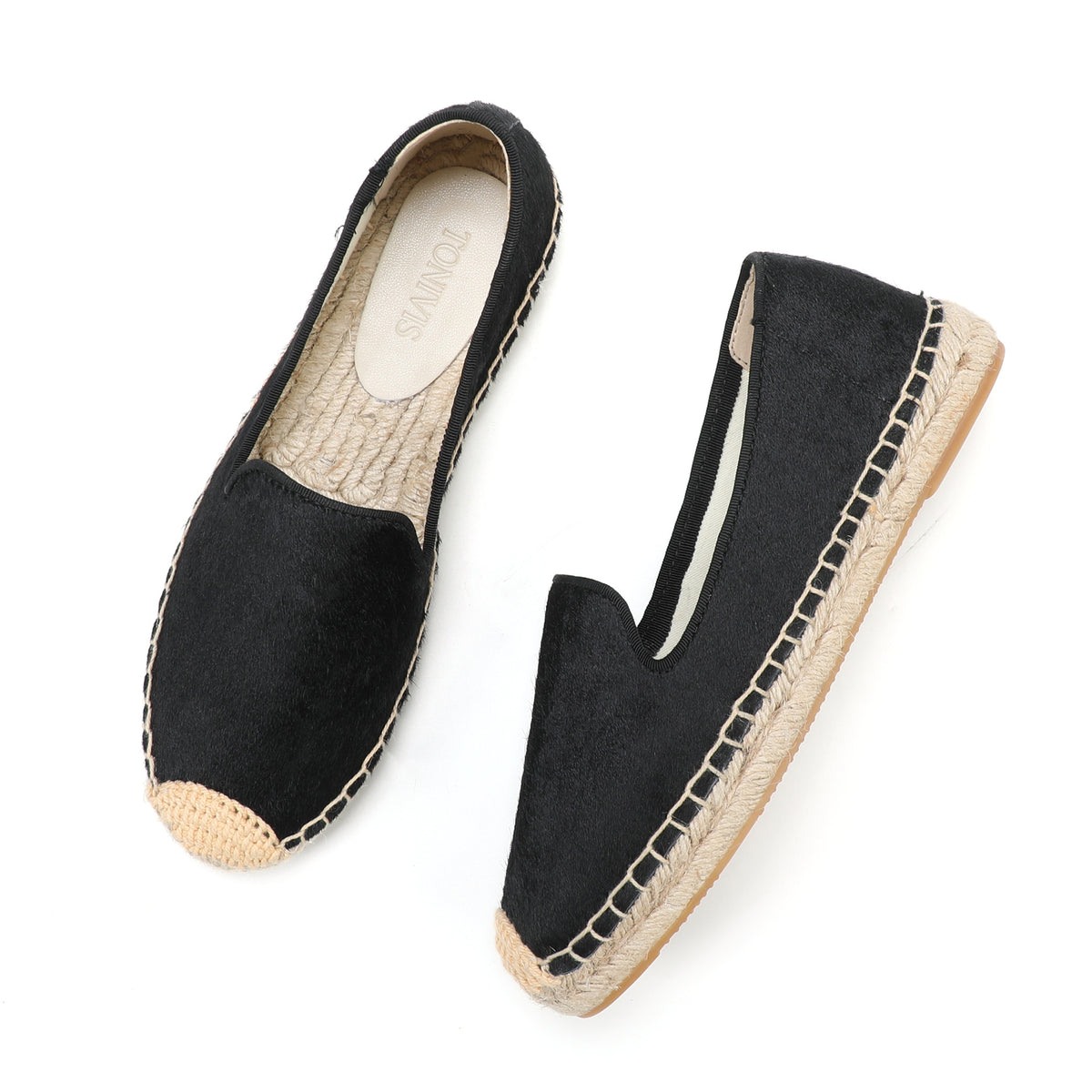 TONIVIS Women's Pony Hair Slip-On Espadrille Flats