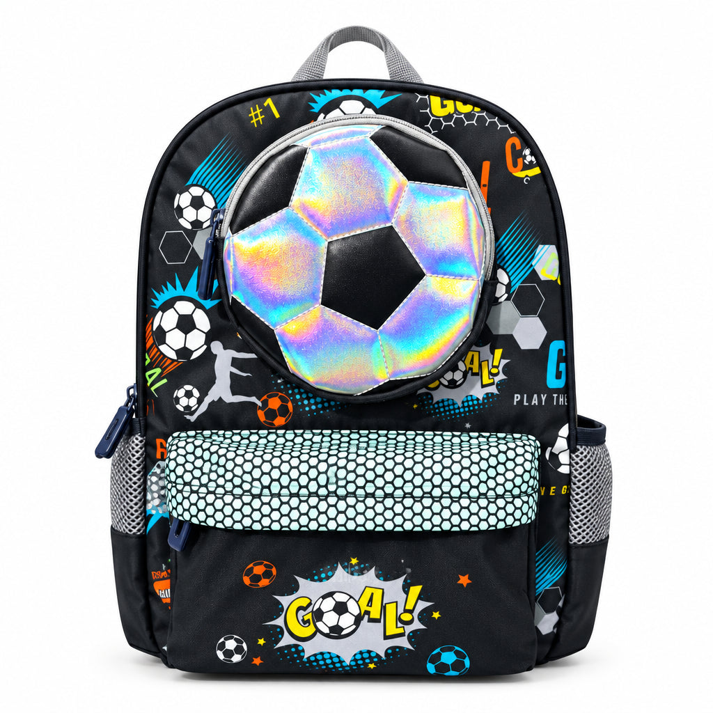 2-Piece Kids 3D Soccer Backpack & Duffel Bag Travel Set