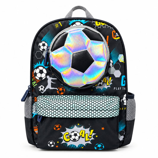 2-Piece Kids 3D Soccer Backpack & Duffel Bag Travel Set