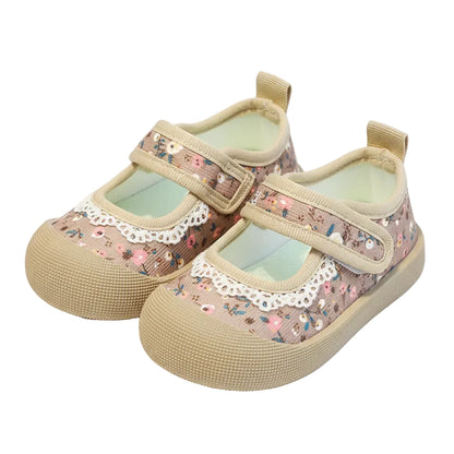Gilr's Floral Canvas Mary Jane Shoes