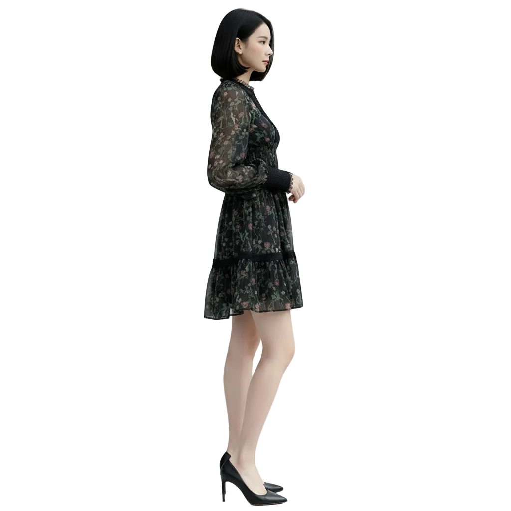 Lace Temperament Long Sleeve Dress