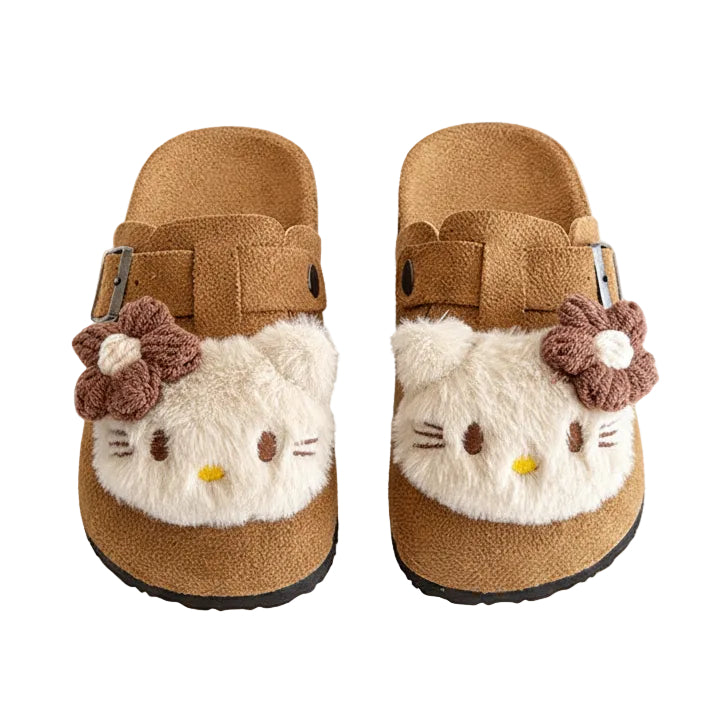 Happy Hops Girl's Kitty Inspired Suede Mule - Beige
