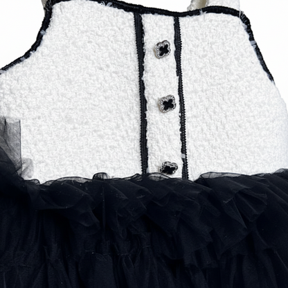 Girls Woolen Splicing Mesh Suspender Tutu Dress