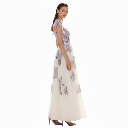 Fleura Embroidered Sweetheart Midi Dress