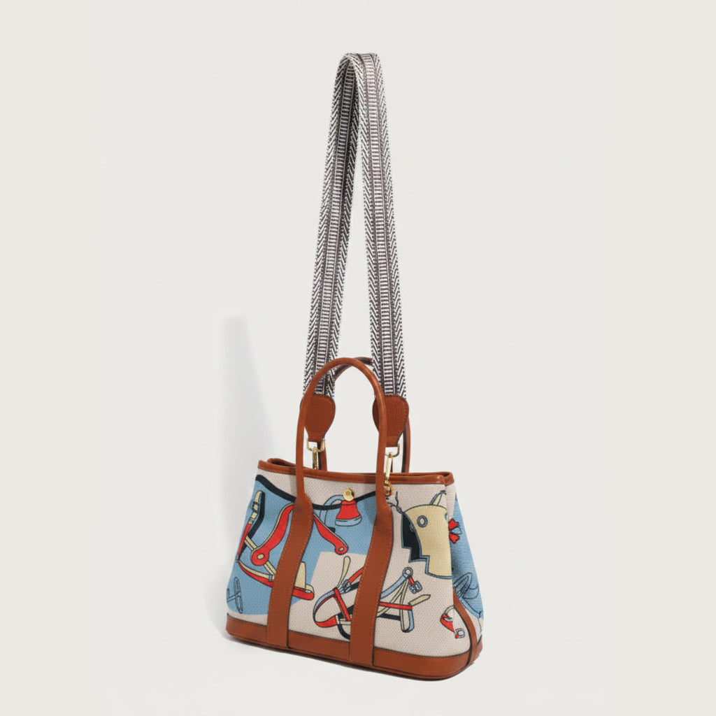 Women's Graphic Canvas Tote Bag - Brown