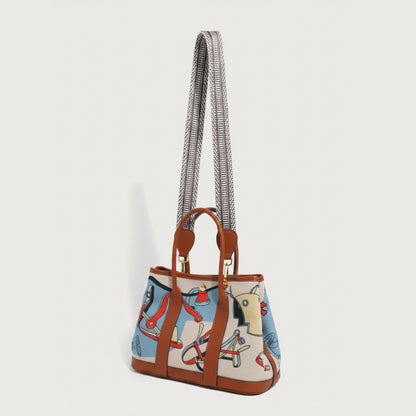 Women's Graphic Canvas Tote Bag - Brown