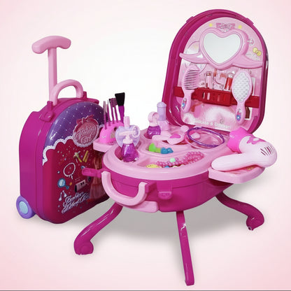 3-in-1 Princess Makeup Vanity Suitcase Playset