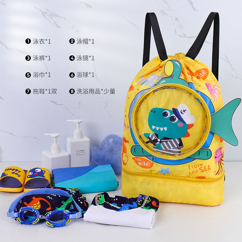 Children's Waterproof Thick Large Capacity Swimming Backpack with Footwear Compartment