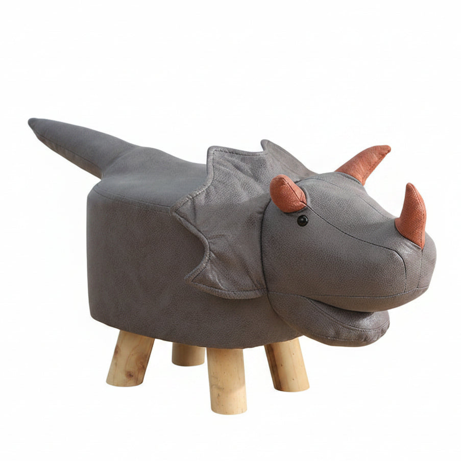 Smiling Triceratops Animal Children's Ottoman Footstool