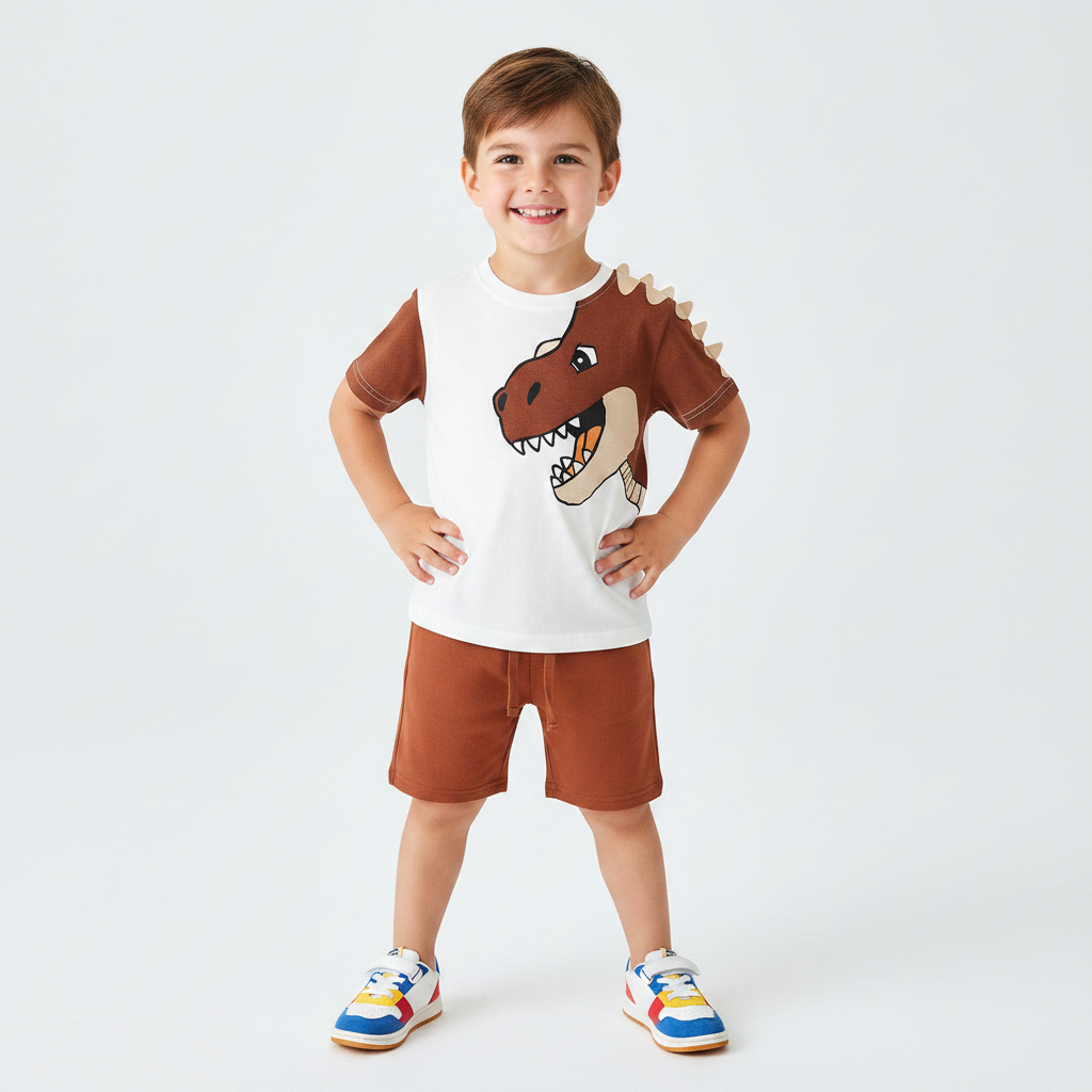 Boys Cute Cartoon Summer 2-Piece Outfit Set