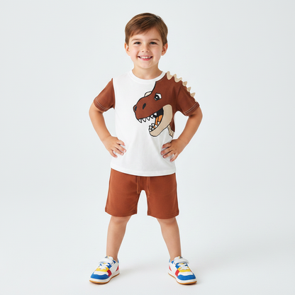 Boys Cute Cartoon Summer 2-Piece Outfit Set