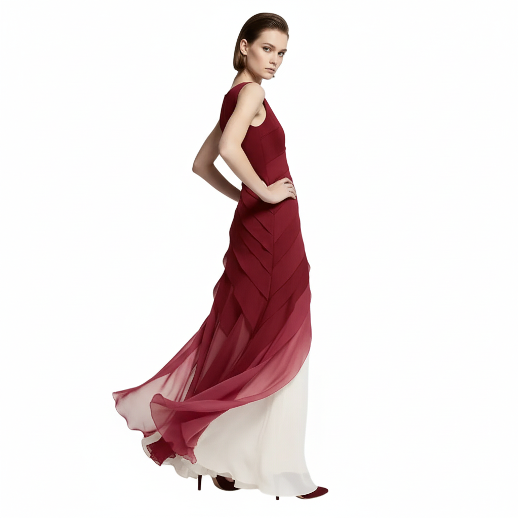 Ombré Layered Organza Maxi Dress