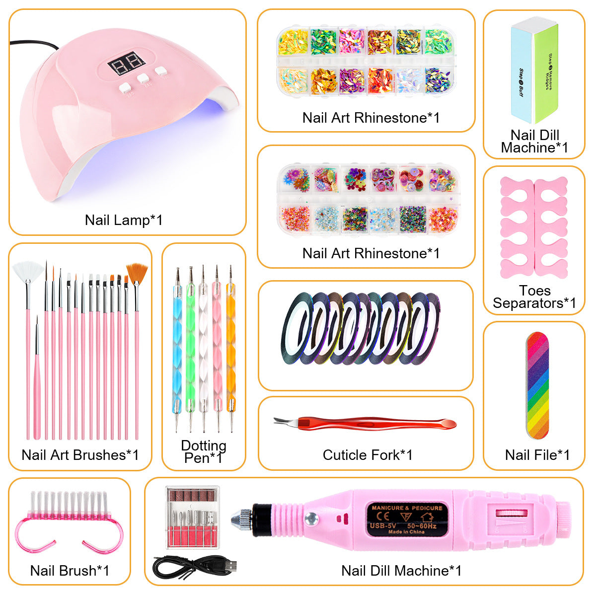 UV LED Nail Lamp & Electric Nail Drill Set