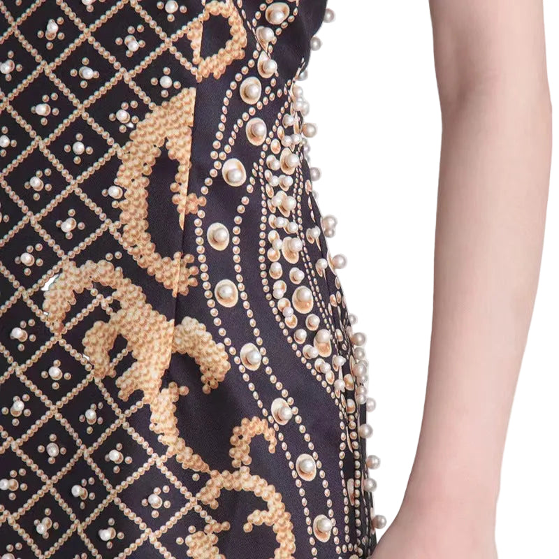 Cleo Beaded Asymmetrical Mini Dress