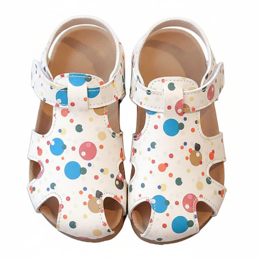 ZYLUS Happy Hops Girls Multi-Color Polka Dot Cork Sandals
