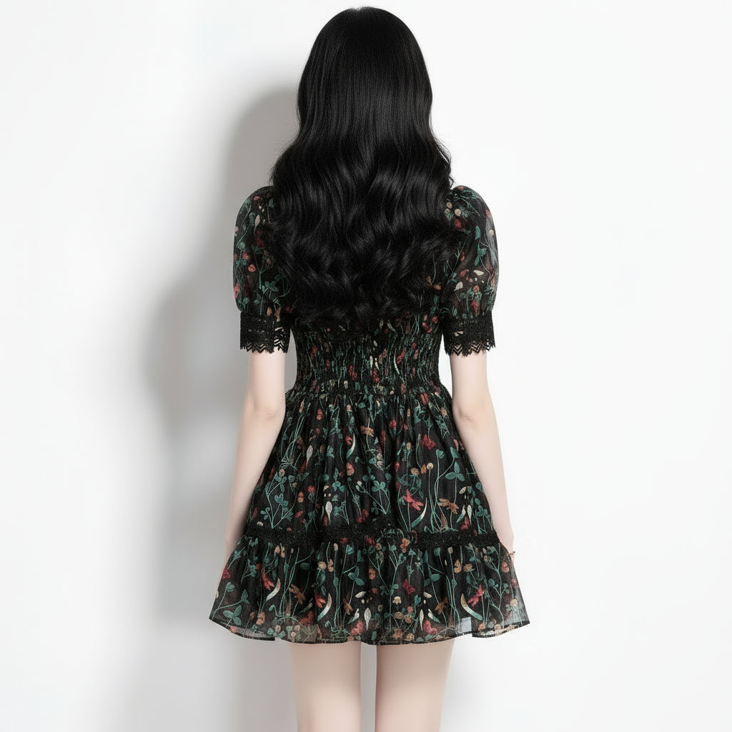Women's Lace Temperament Short Sleeve Dress