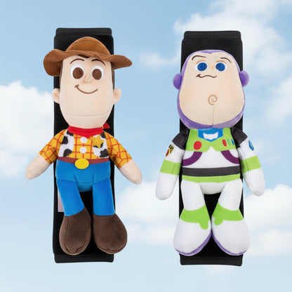 Toy Story Buzz Lightyear & Woody Plush Seat Belt Protective Cover Set