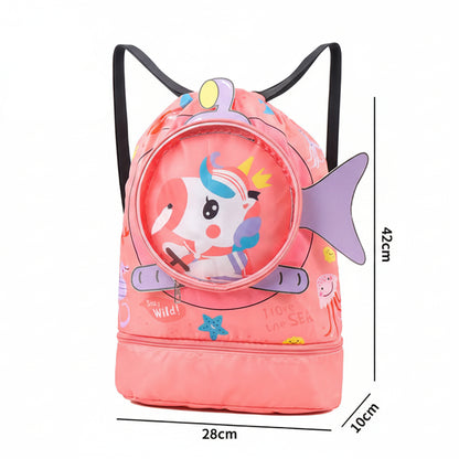 Children's Waterproof Thick Large Capacity Swimming Backpack with Footwear Compartment