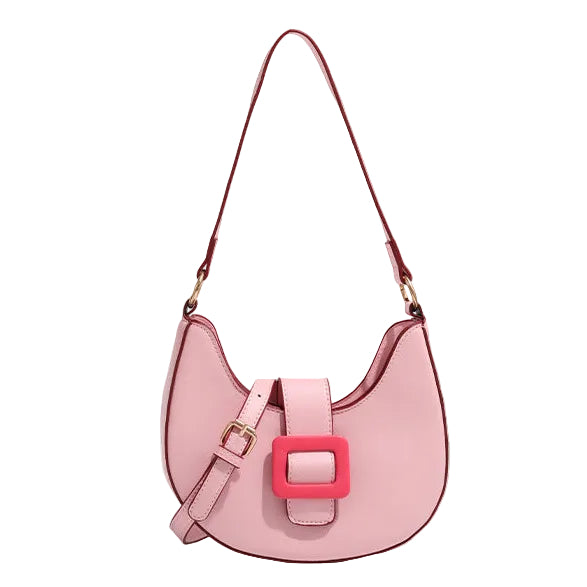 ZYLUS Buckle Crescent Moon Shoulder Bag