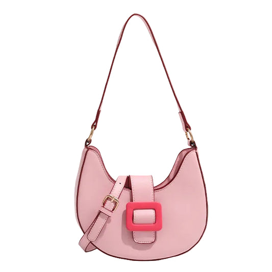 ZYLUS Buckle Crescent Moon Shoulder Bag