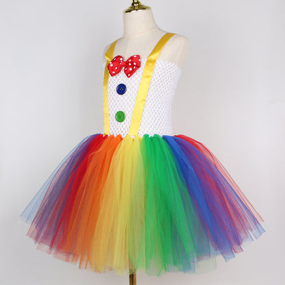 Girls Rainbow Clown Tutu Costume Set