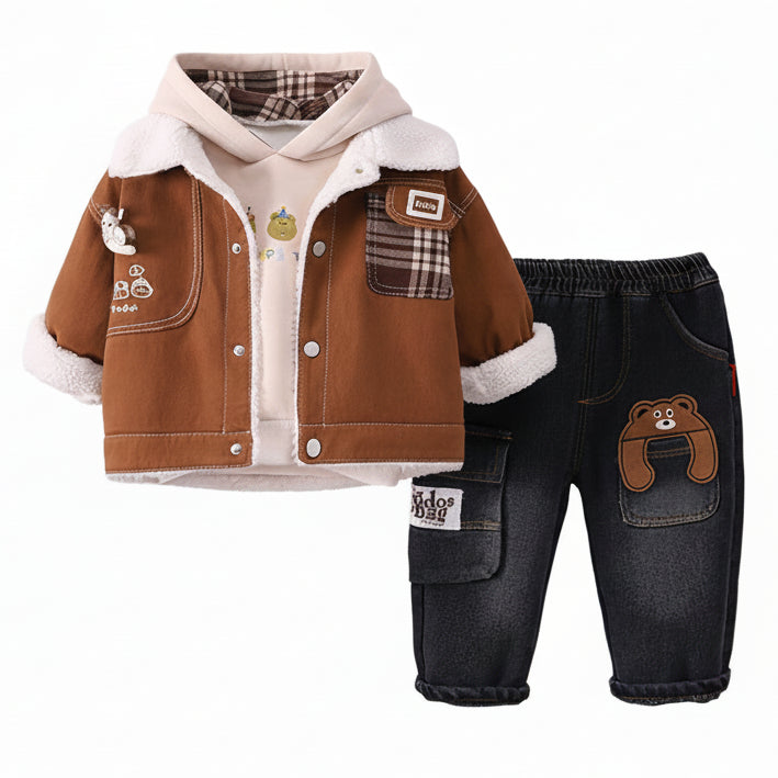 Boy's Honey-Bear Winter 3-Piece Outfit Set